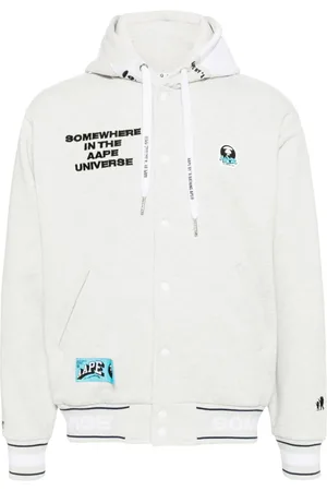 A Bathing Ape Varsity-jakke med hætte og Moonface-logo