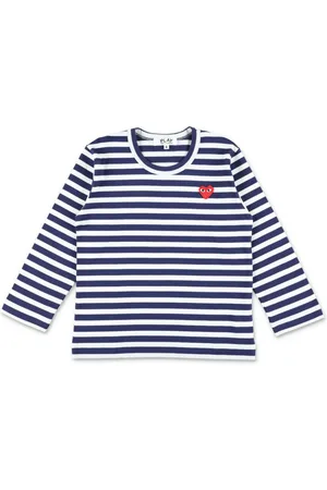 Comme des Garçons Stribet T-shirt med hjertemærke
