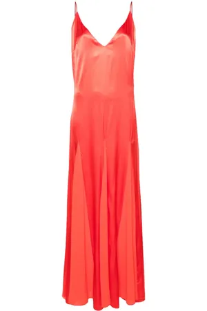 Elisabetta Franchi Lang satin-kjole med gusset-detalje