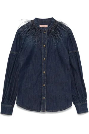 Twin-Set Denimskjorte med fjerdetalje