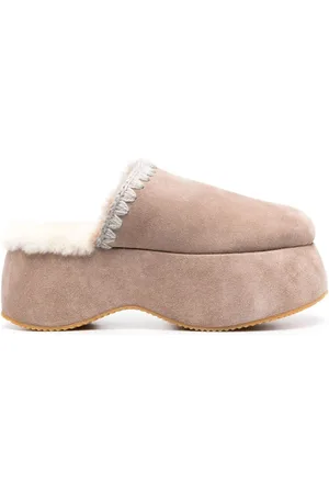 Mou 70mm plateau-sandaler i ruskind med kastesting