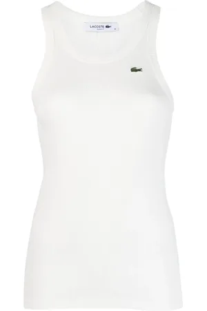 Lacoste Strikket tanktop med logoapplikation og V-hals