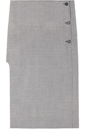 Courrèges Mellemlang oblique nederdel med houndstooth-mønster
