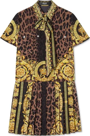 VERSACE Kort Lavallière kjole med Wild Barocco-tryk