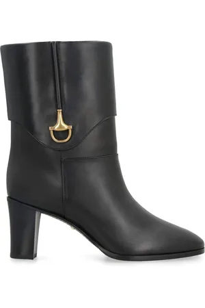 Gucci Læderstøvler med firkantet tå og Horsebit-detalje