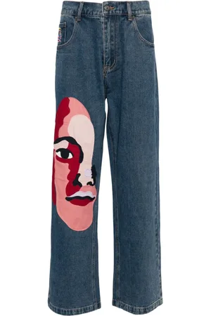KIDSUPER STUDIOS Jeans med lige ben og ansigt-motiv