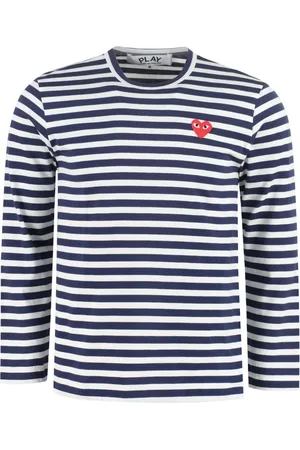 Comme des Garçons Stribet T-shirt med logo-applikation