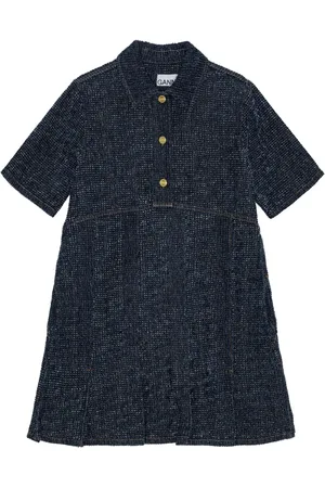 Ganni Kortærmet kort denimkjole