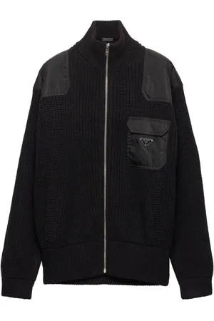 Prada Ribstrikket cardigan med lynlås