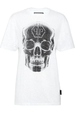 Philipp Plein T-shirt med rhinstensudmykket dødningehoved