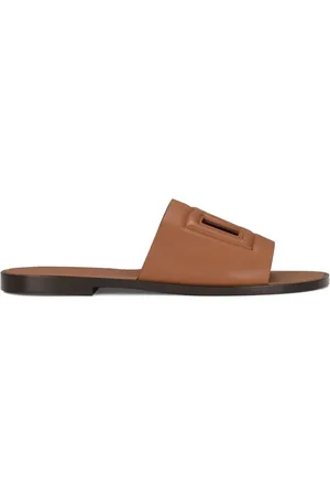 Dolce & Gabbana Lædersandaler med præget logo