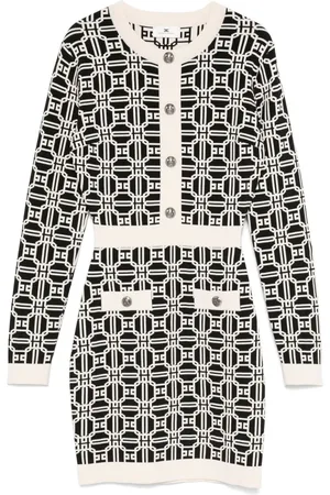 Elisabetta Franchi Kort kjole i jacquard-logo