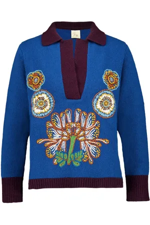 Paula Sweater med V-hals og broderi