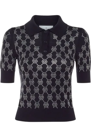 Philipp Plein Top med krystaludsmykninger