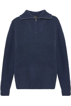 YVES SALOMON Ribstrikket sweater med lynlås