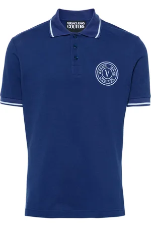 VERSACE Polo i piqué med broderet logo