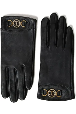 Twin-Set Læderhandsker med logoplade