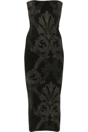 Wolford X ETRO metallisk mellemlang kjole i barok-jacquard
