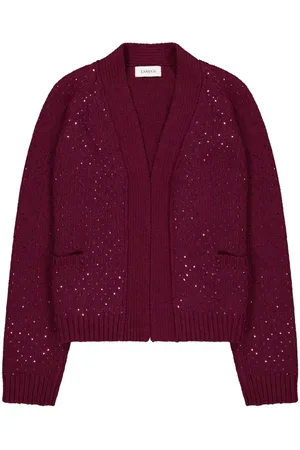 LANEUS Cardigan med V-hals og perforeret design