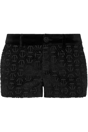 Philipp Plein Korte velourshorts med monogrammønster