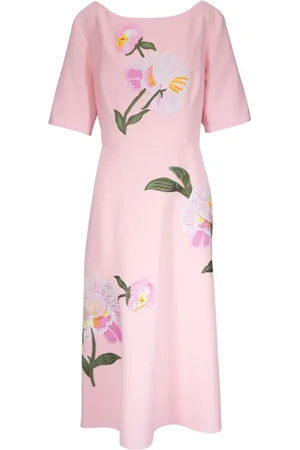 Carolina Herrera Mellemlang kjole med blomsterbroderi
