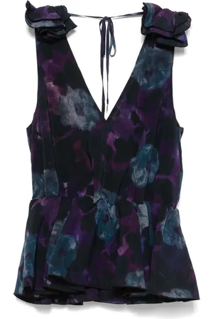 ROTATE Top i chiffon med flæser