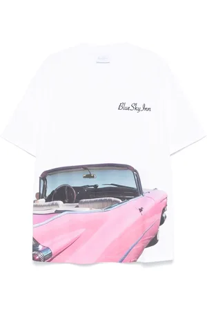 BLUE SKY INN T-shirt med lyserød bil-tryk