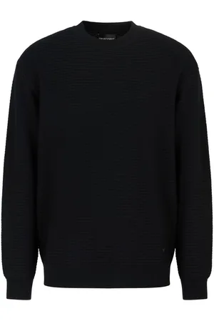 Emporio Armani Ribbet trøje med logo-applikation