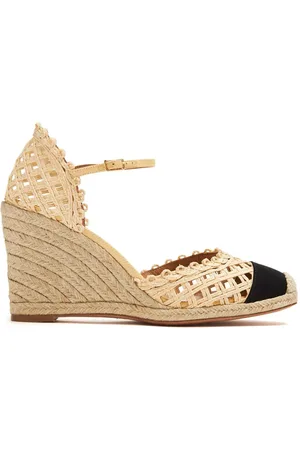 Aquazzura Sunburst 120mm sandaler i bast med kilehæl