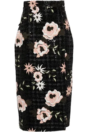 Elie saab Nederdel i tweed med broderi