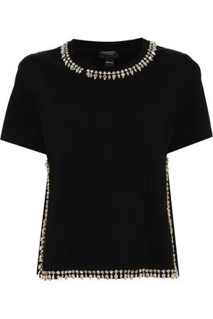 Giambattista Valli T-shirt med krystaludsmykning