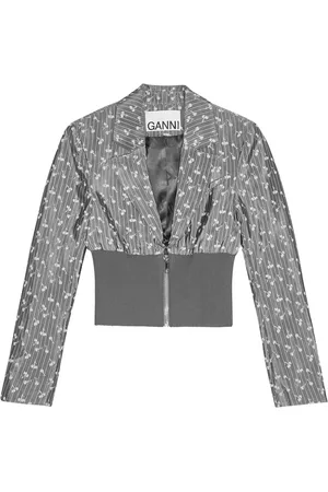 Ganni Cropped blazer i jacquard