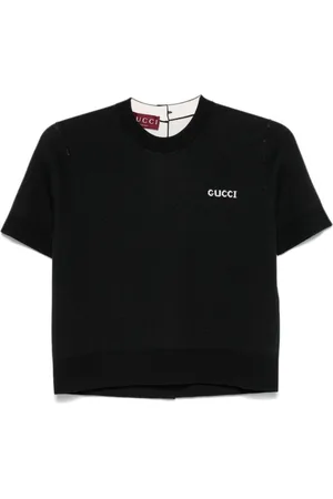 Gucci Intarsiastrikket T-shirt med logo