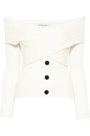 Self-Portrait Strikket top med off-shoulder-snit
