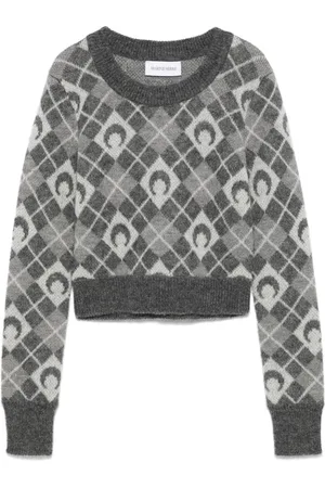Marine Serre Moon sweater i argyle-strik