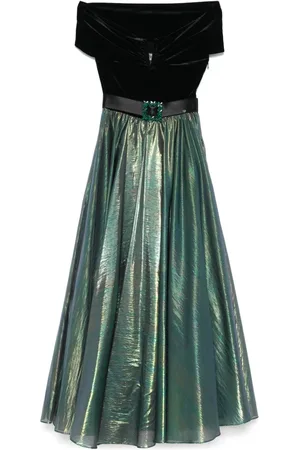 NISSA Lang kjole i chiffon og lamé