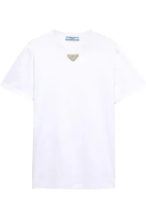 Prada T-shirt med trekantet broderi