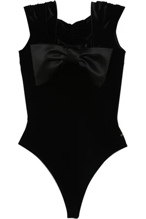 NISSA Bodysuit i fløjl med sløjfedetalje