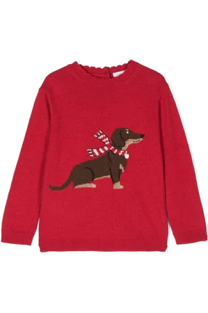 PATACHOU Intarsiastrikket sweater med hundemotiv