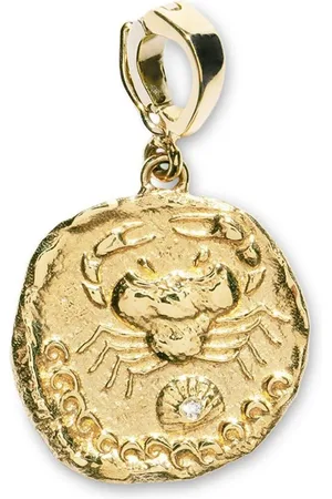 Azlee Lille Karkinos Coin-diamantvedhæng i 18 karat guld