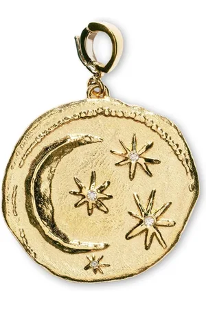 Azlee Stor Cosmic mønt-kæde i 18 karat guld med diamant