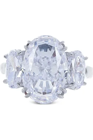 FANTASIA BY DESERIO Triple oval ring i 14 karat hvidguld