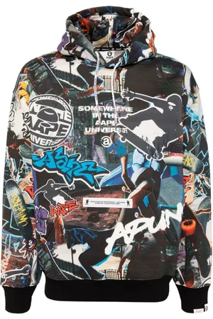 A Bathing Ape Hættetrøje med graffiti-tryk og månelogo