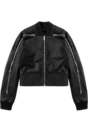 Rick Owens Bomberjakke i læder med lynlåsdetalje