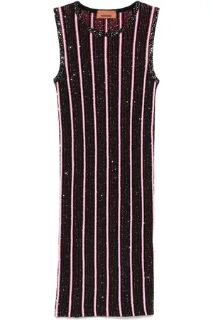 Missoni Kort ribbet kjole med pailletter