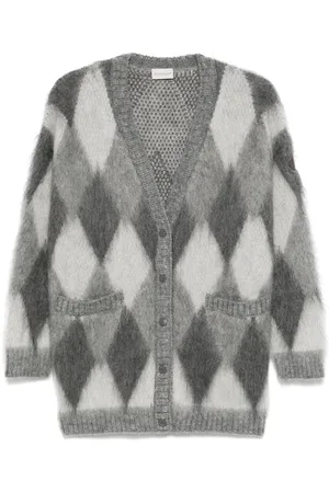 Moncler Cardigan med krave og diamantmønster