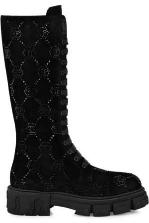 Philipp Plein Ruskindsstøvler med monogram-udsmykning
