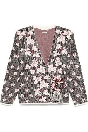 BODE Cardigan i jacquard med ahornblad
