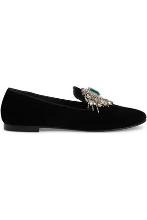 Giuseppe Zanotti Euphemiee loafers i fløjl med krystaludsmykning