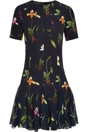 Oscar de la Renta Kort Orchid kjole med cady-indlæg